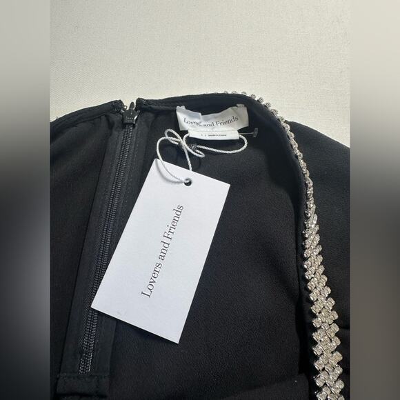 NWT Lovers + Friends Crystal Waist Detail Elegant Black Dress Pants Size Large - Picture 6 of 11